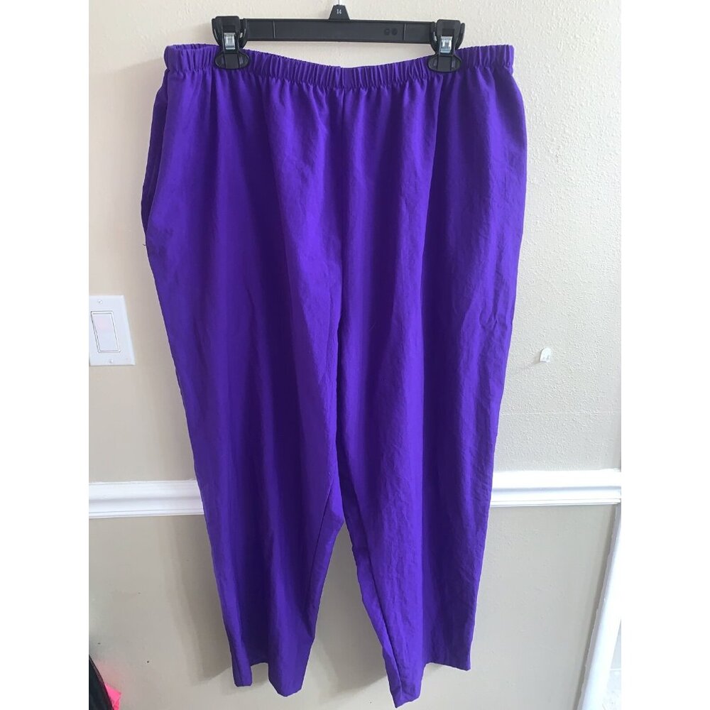 vintage Silver Threads purple cropped joggers sz 30 3X elastic waistband pockets